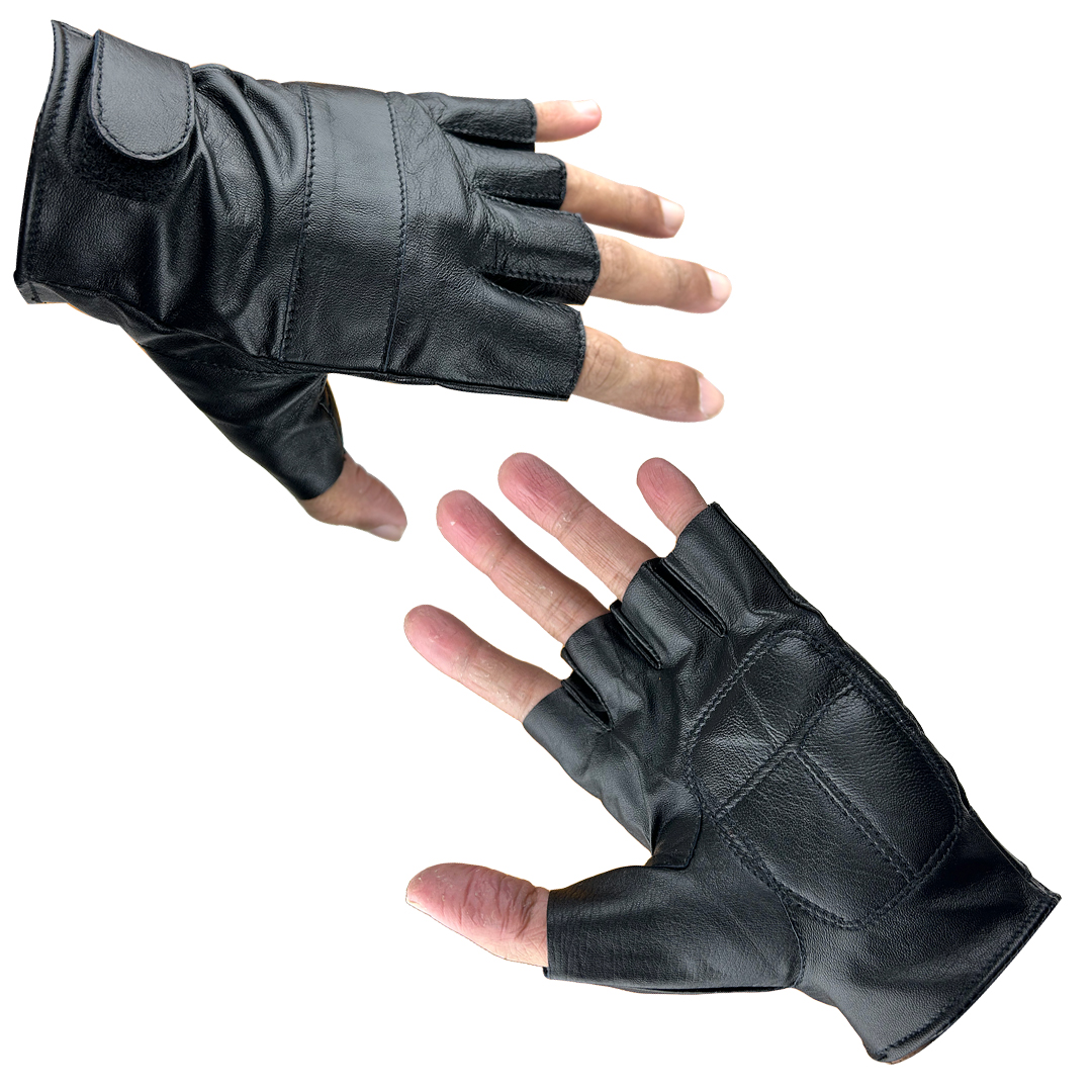 LEATHER HALF HAND GLOVES
